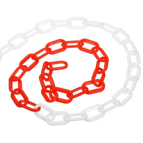Uxcell 0.2" Diameter 39Ft Length Plastic Chain Barrier, Safety Link Chain Stanchion for Crowd Control, Red White