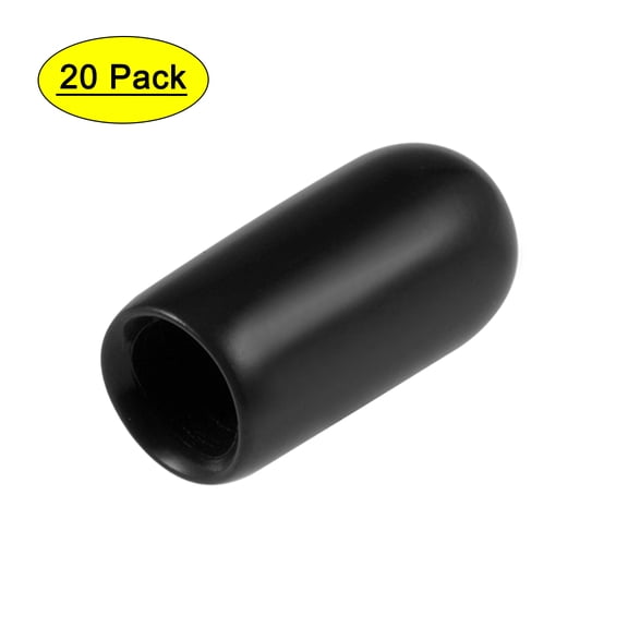 Uxcell 0.2'' Screw Thread Protector Vinyl End Caps Rubber Black 20pcs