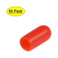 thumbnail image 1 of Uxcell 0.2'' Screw Thread Protectors End Cap Vinyl Red 50pcs, 1 of 6