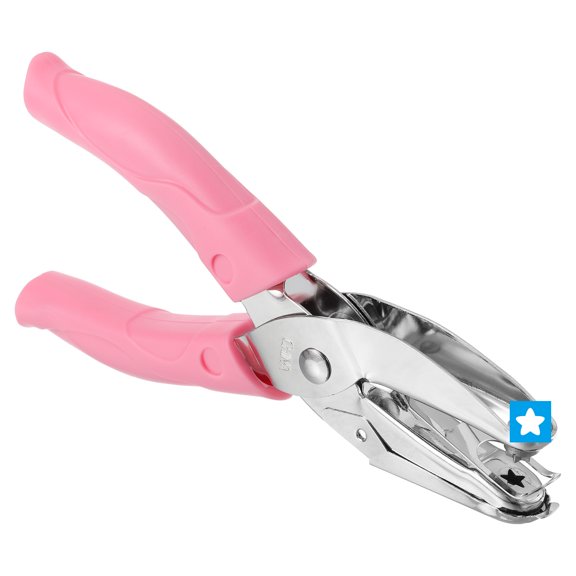 Uxcell 0.2" Single Hole Punch Handheld Hole Puncher with Soft Grip Heart Hole Metal Paper Puncher, Pink