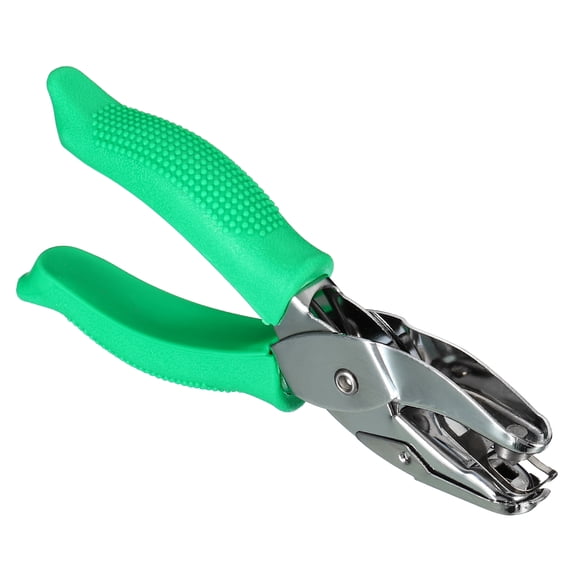 Uxcell 0.2" Single Hole Punch Handheld Hole Puncher with Soft Grip Square Shape Metal Paper Puncher, Green