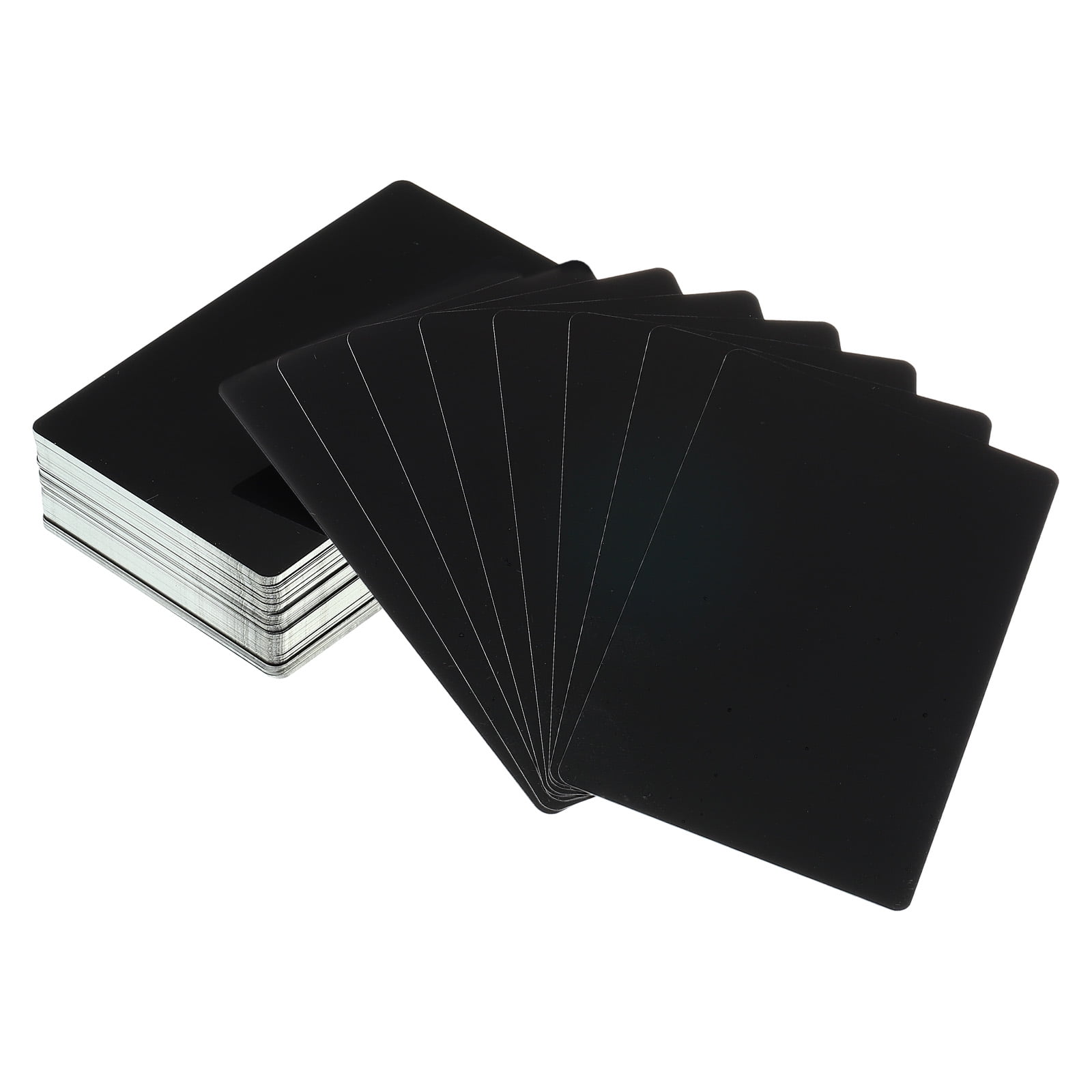 5x7 Laser Gloss Black to Silver Aluminum Blanks - Square Corners - Set of  10