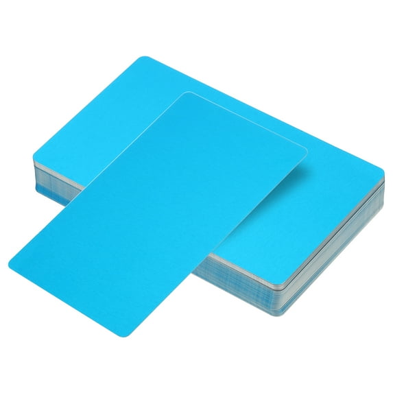 Uxcell 0.21mm Metal Business Cards Blank Name Card Laser Engraving Aluminum, Blue 60 Pack