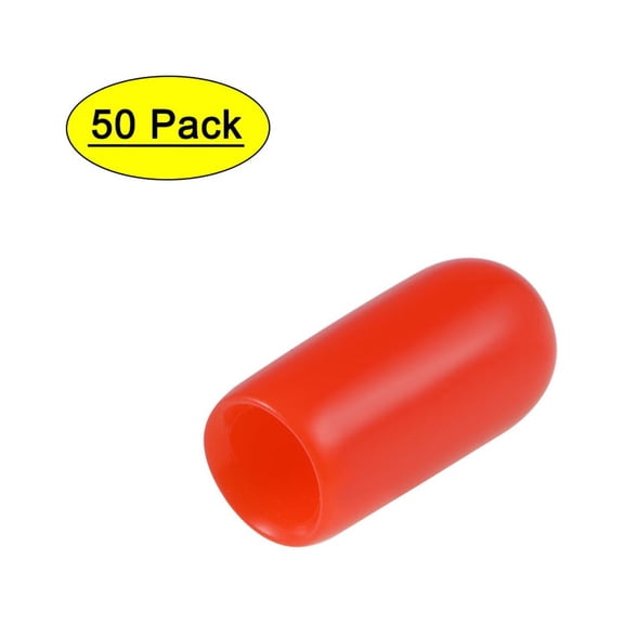 Uxcell Screw Thread Protectors End Cap Vinyl Red 50pcs 0.22"