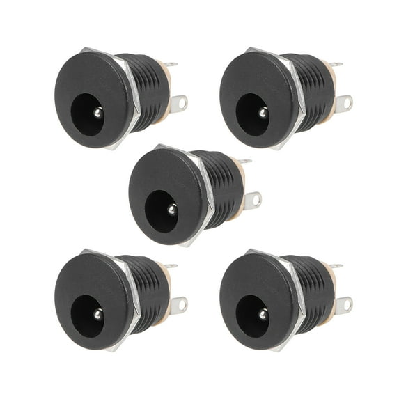 Uxcell 0.22''x0.08'' DC Power Jack Female Panel Mount Connector Socket Black 5pcs