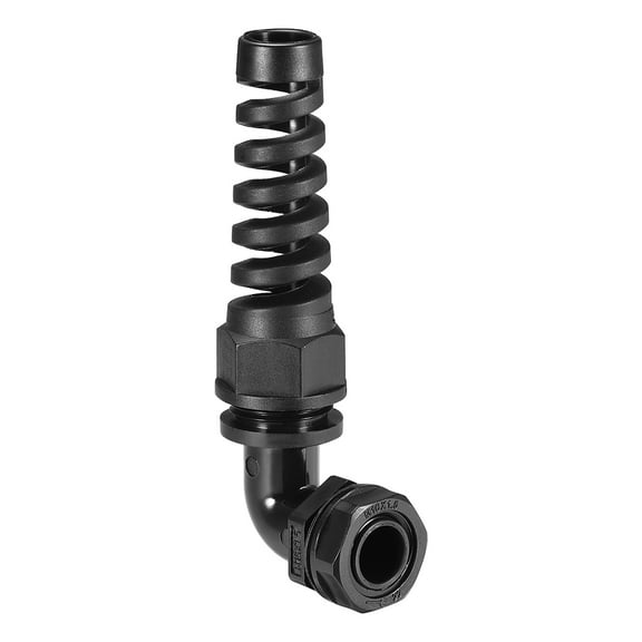 Uxcell 0.24'' -0.39'' Cable Gland 90 Degree Waterproof IP68 Joint Adjustable Locknut Nylon Black 1pcs