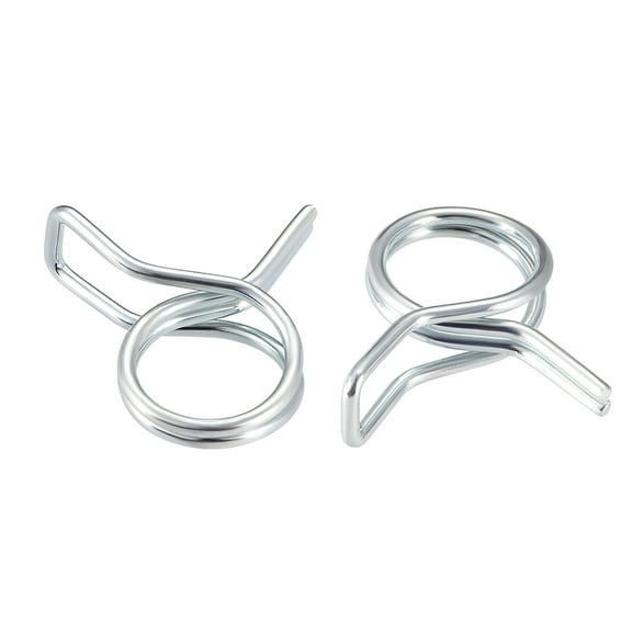 Uxcell 0.24'' Double Wire Motorcycle ATV Fuel Line Hose Tube Spring Clips Clamp Zinc Plated 10Pcs