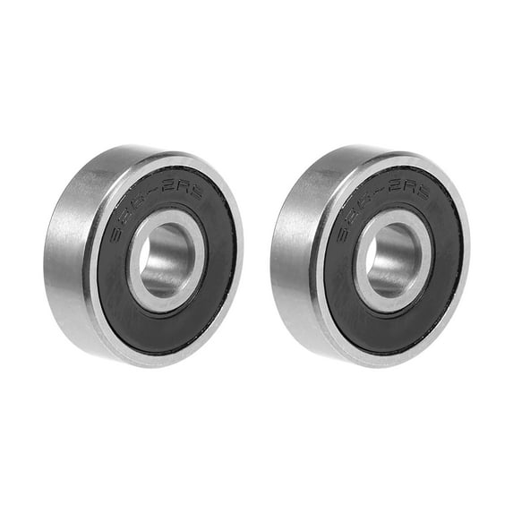 Uxcell 0.24''x0.75x0.24'' Deep Groove Ball Bearings Metric Double Sealed Rollers Chrome Steel Silver Tone 2pcs