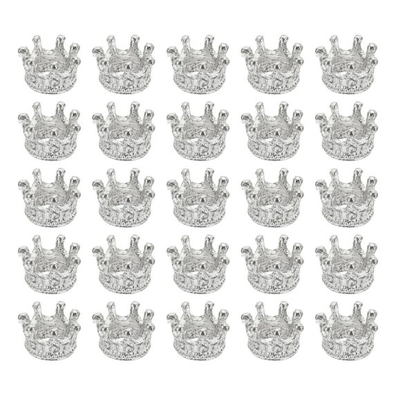 Uxcell 0.28x0.24" Metal King Crown Charm Crown Beads Charm, 50Pcs, Light Silver