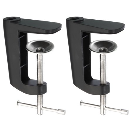 Uxcell 0.29"/M10 Thread Hole Desk Table Mount Clamp for Microphone Arm Lamps Stand, Black, 2 Pack