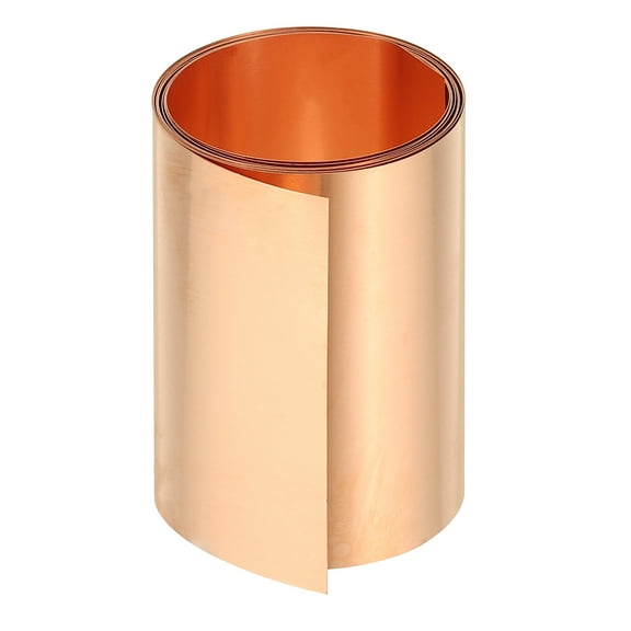 Uxcell 0.2x50x1000mm Copper Thin Foil Sheet Roll, 99.9% Pure Copper Tape Strip Flashing Metal Sheet Foil Plate