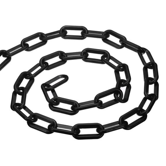 Uxcell 0.3" Diameter 5Ft Length Plastic Chain Barrier Safety Link Chain Stanchion for Crowd Control, Black
