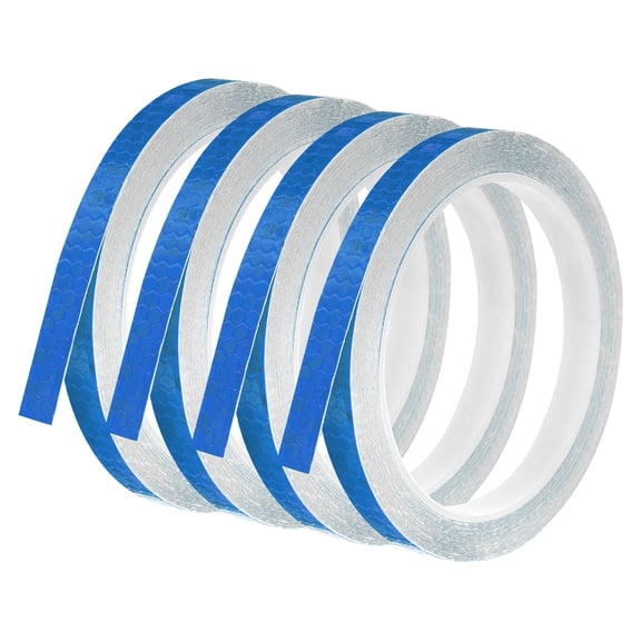 Uxcell 0.3" x 26 FT Reflective Tape High Viscosity Adhesive Tape Waterproof Warning Roll Reflective Strip 4 Pcs Blue
