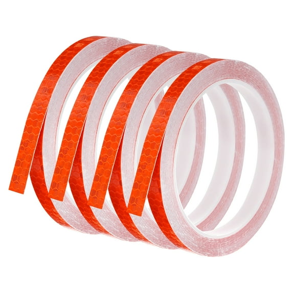 Uxcell 0.3" x 26 FT Reflective Tape High Viscosity Adhesive Tape Waterproof Warning Roll Reflective Strip 4 Pcs Red