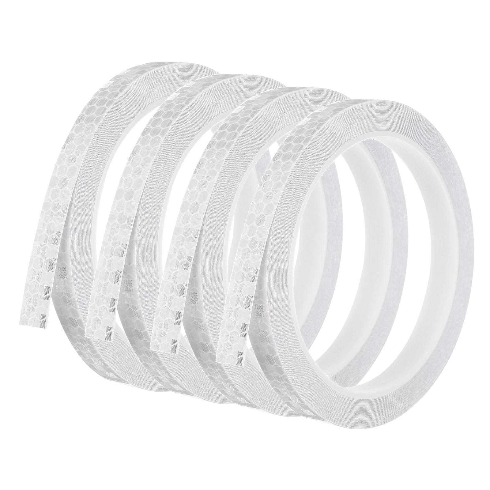 Uxcell 0.3" x 26 FT Reflective Tape High Viscosity Adhesive Tape Waterproof Warning Roll Reflective Strip 4 Pcs White