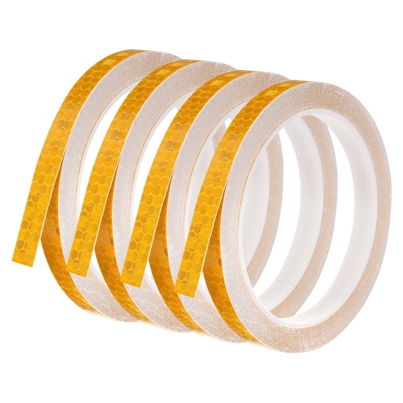 Uxcell 0.3" x 26 FT Reflective Tape High Viscosity Tape Waterproof Warning Roll Reflective Strip 4 Pcs Gold