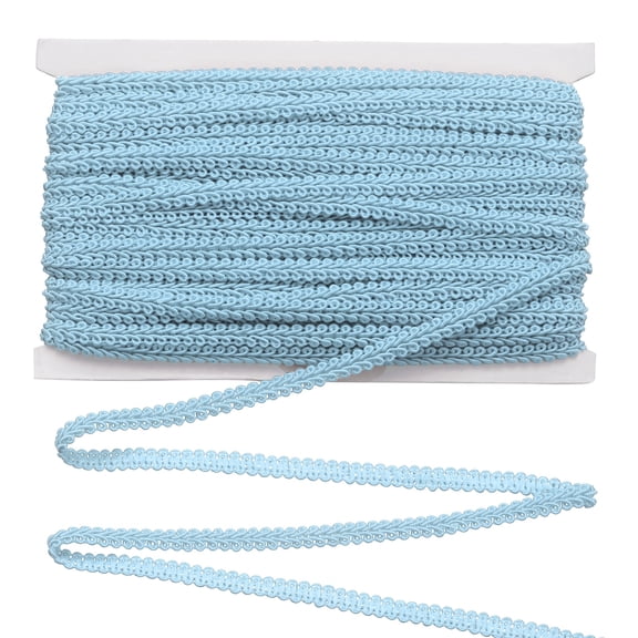 Uxcell 0.3" x 27 Yards Gimp Braid Trim, Upholstery Trim Polyester Braid Ribbon Curtain Decorative Edge Lace for Home Decor DIY Crafts Sewing Costume, Sky Blue
