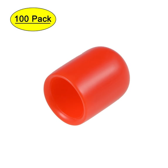 Uxcell 0.33'' Vinyl Round Caps Cover Screw Thread Protector Rubber Red 100pcs