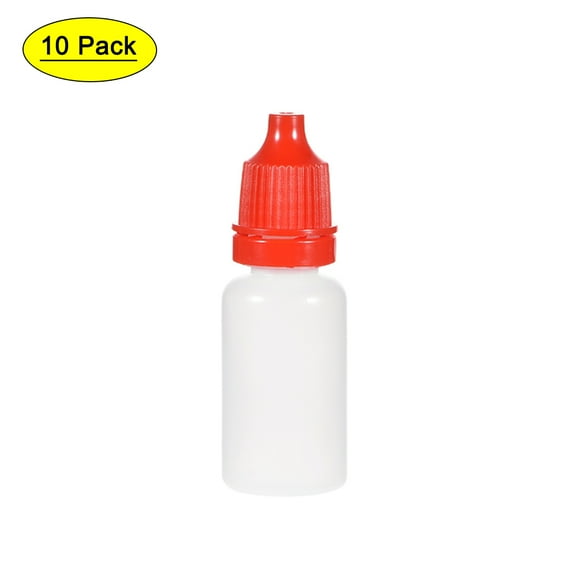 Uxcell 0.34 oz Small Mouth Empty Squeezable Drop Bottles Plastic Red 10 pcs