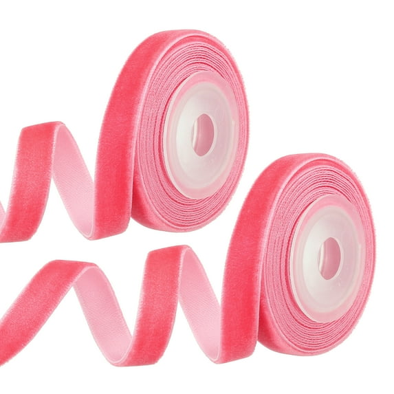 Uxcell 0.35 Inch x 2.18 Yard Velvet Ribbons Single Faced Vintage Velvet Ribbons Spool for Decor DIY Camellia Red 2Pcs
