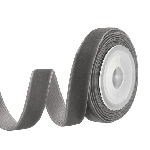 Uxcell 0.35 Inch x 2.18 Yard Velvet Ribbons Single Faced Vintage Velvet Ribbons Spool for Decor DIY Grey