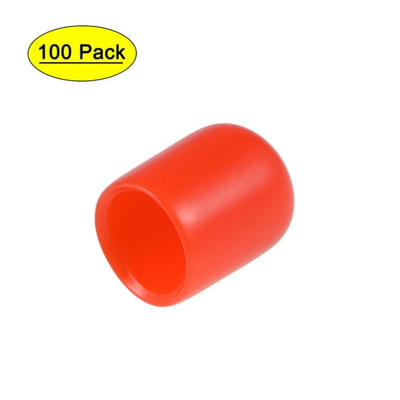 Uxcell 0.35'' Vinyl Round Caps Cover Screw Thread Protector Rubber Red 100pcs