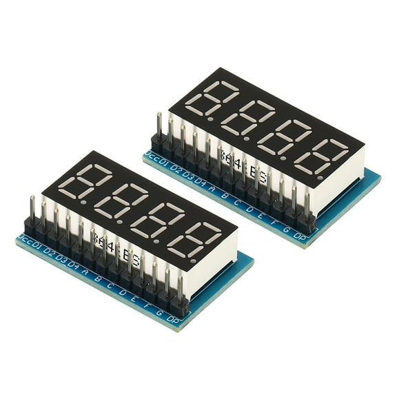 Uxcell 0.36" 4 Digit LED Display Module, 3.5-5V 7 Segment Common Anode 1.3 x 0.8 x 0.4 Inch, Red 2Pack