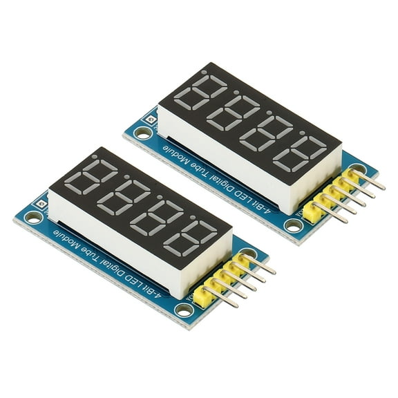 Uxcell 0.36" 4 Digit LED Display Module, 3.5-5V 7 Segment Common Anode 1.6 x 0.9 x 0.4 Inch, Red 2Pack