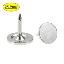 Uxcell 25 Pcs Upholstery Nails Tacks Flat Head Furniture Nails Silver Tone 0.38x0.4"