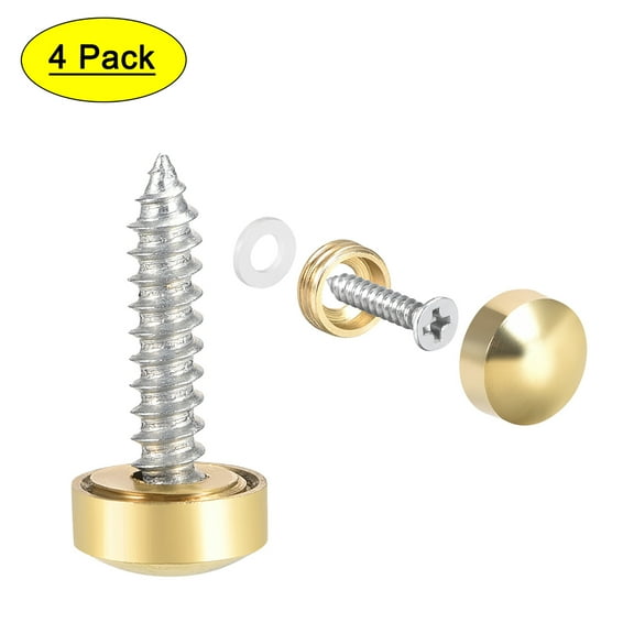 Uxcell 0.39'' Mirror Screw Decorative Cap Cover Nail  Stainless Steel Gold Tone 4pcs
