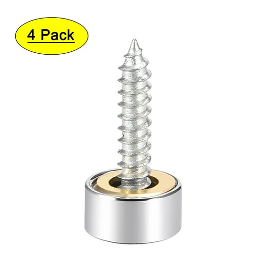 Uxcell 0.39'' Mirror Screws Decorative Caps Cover Stainless Steel Silver Tone 4pcs