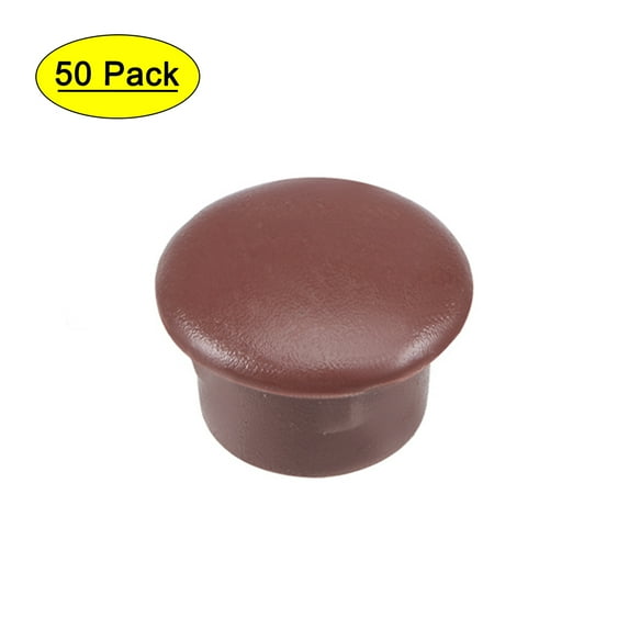 Uxcell 0.39'' Screw Cap Cover Locking Hole Plug Button Top Flush Type Plastic Brown 50pcs