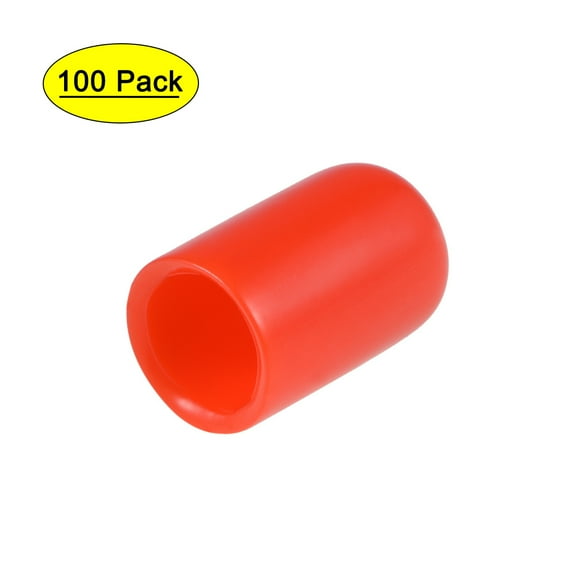 Uxcell 0.39'' Vinyl Round Caps Cover Screw Thread Protector Rubber Red 100pcs