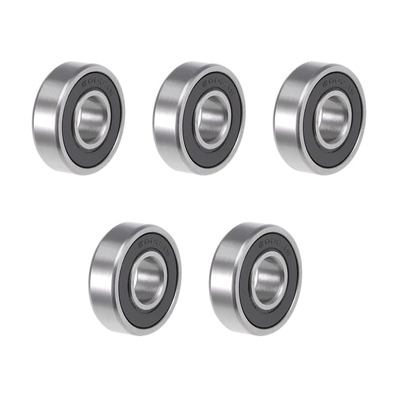 Uxcell 0.39''x1.02''x0.31'' Deep Groove Ball Bearing Double Sealed P6 Z1 Level Bearings Metal Silver Tone 5pcs