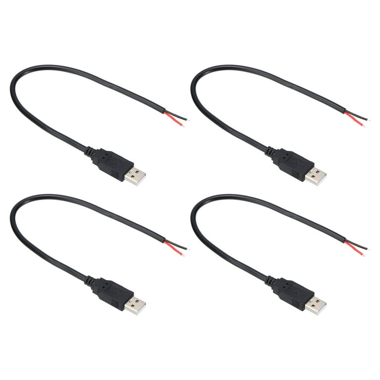 Uxcell 0.3M/1Ft USB 5V 5A Type-A Pigtail Power Cable, 4Pcs