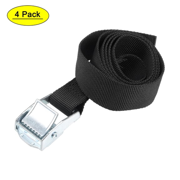 Uxcell 0.3ft Lashing Strap Luggage Tie Down Cam Lock Buckle Work Load Polypropylene Black 4Pcs