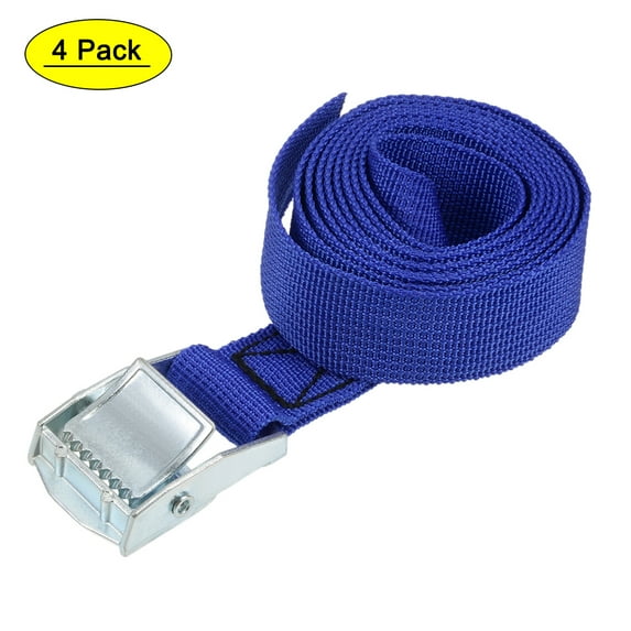 Uxcell 0.3ft Lashing Strap Luggage Tie Down Cam Lock Buckle Work Load Polypropylene Blue 4Pcs