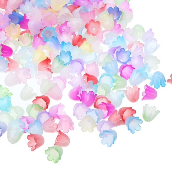 Uxcell 0.3x0.4" Acrylic Frosted Flower Beads Flower Bead Caps, 300Pcs, Mixed Color