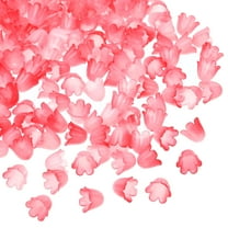 Uxcell 0.3x0.4" Acrylic Frosted Flower Beads Flower Bead Caps, 300Pcs, Red