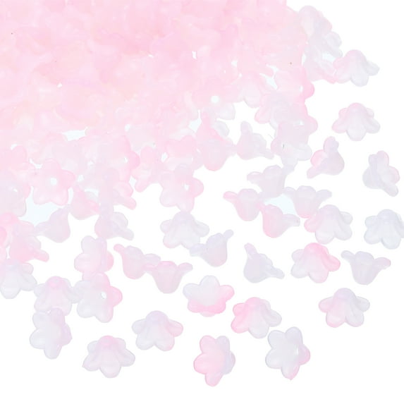 Uxcell 0.3x0.5" Acrylic Frosted Flower Beads Trumpet Flower Beads, 300Pcs, Pink