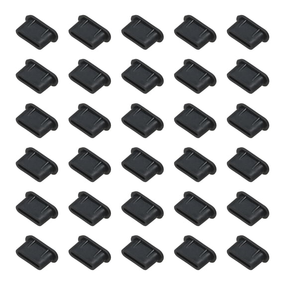 Uxcell 0.4 Inch USB Type A Dust Plug, 30 Pcs Anti Dust Plug Cover Female End for Port Device, Black