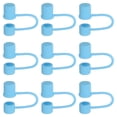 thumbnail image 1 of Uxcell 0.4 in/10mm Dust-proof Silicone Straw Cover Caps, Light Blue 9Pcs, 1 of 5