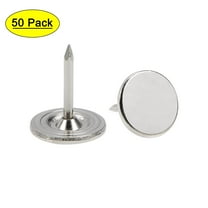 Uxcell 0.43''x0.51'' Upholstery Nails Tacks  Flat Head Furniture Nails Pins Iron Silver Tone 50Pcs