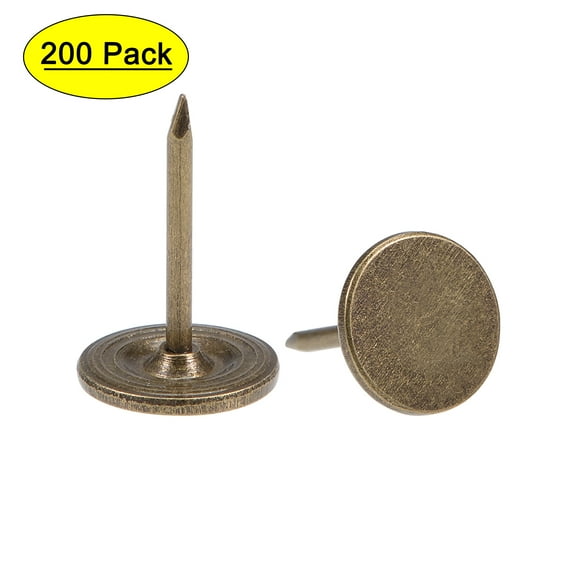 Uxcell 0.43''x0.67'' Flat Head Furniture Nails Bronze Tone Upholstery Nails Tacks 200 Pack