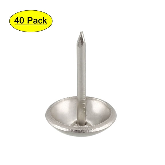 Uxcell 0.43''x0.67'' Upholstery Nails Tacks Furniture Thumb Push Pins Iron Silver Tone 40pcs