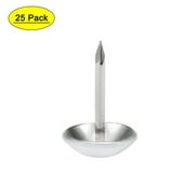UNIQUE BARGAINS Uxcell 0.43''x0.67'' Upholstery Nails Tacks Round Head Thumb Push Pins Iron White 25Pcs