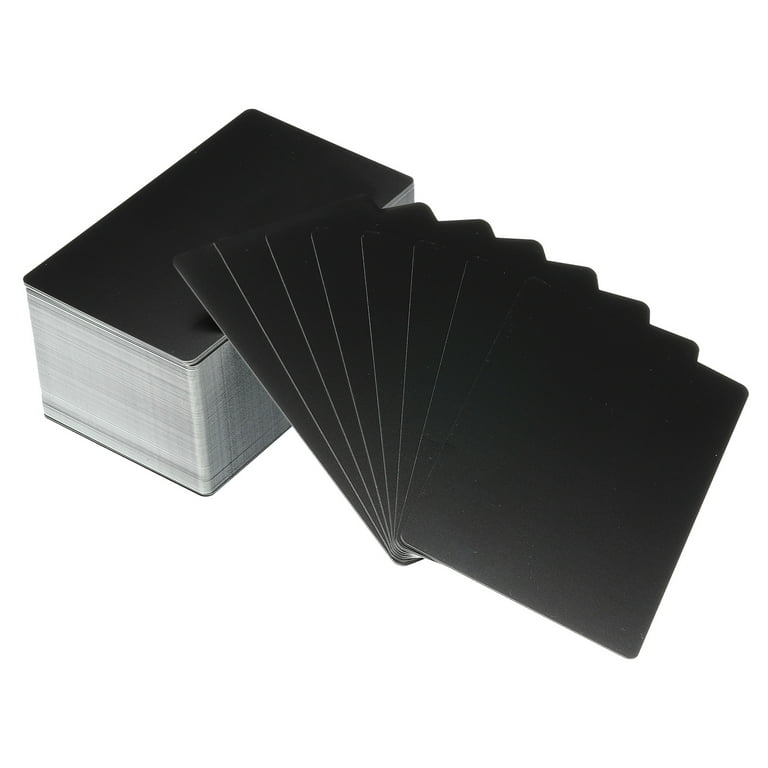 Uxcell 0.45mm Metal Business Cards Blank Laser Engraving Aluminum Name Card,  Matte Black 100 Pack 