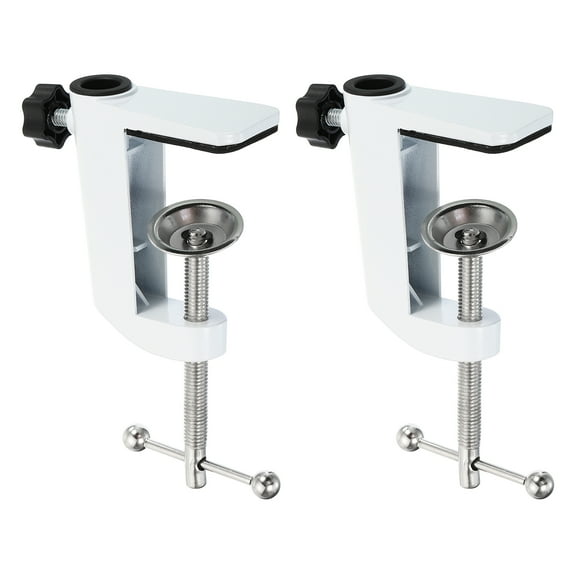 Uxcell 0.47" Hole Dia. Universal C Clamp Table Lamp Mic Arm Mount Desk Clamp White 2 Pcs
