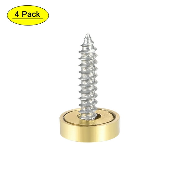 Uxcell 0.47'' Mirror Screw Decorative Cap Cover Nail Stainless Steel Gold Tone 4pcs
