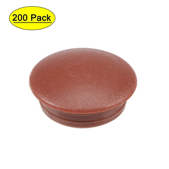 Uxcell 0.47'' Screw Cap Cover Locking Hole Plug Button Top Flush Type Plastic Brown 200pcs